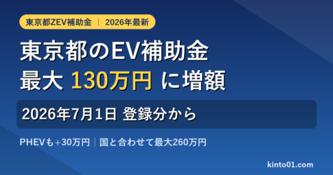 東京都のEV補助金が最大130万円に増額 2026年7月から