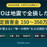 KINTOは地震で全損したら規定損害金150〜350万円